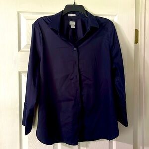 Chico’s Iron Free Navy Stretch Blouse